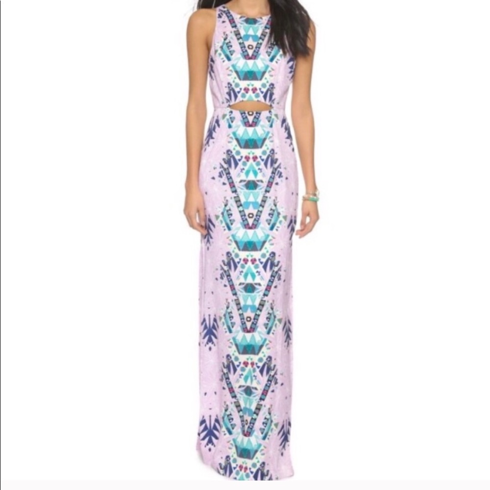 Mixed print cut out maxi